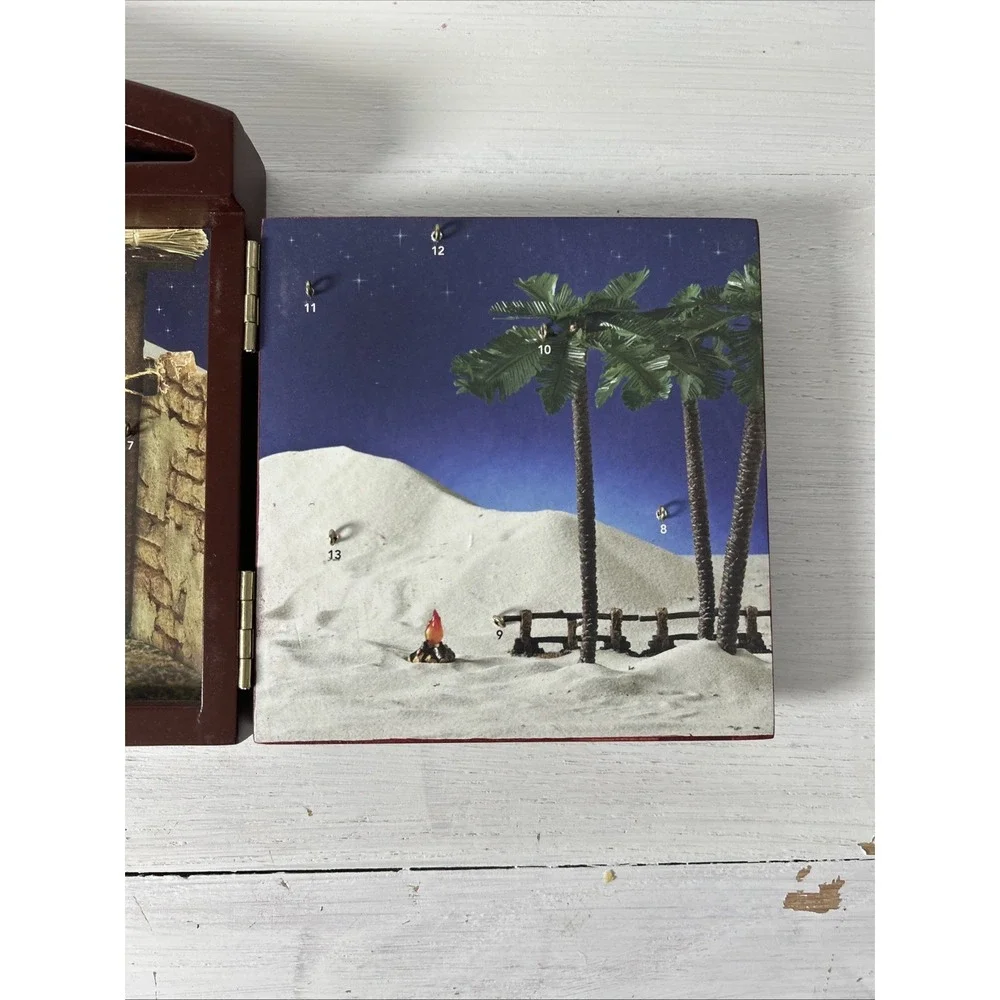 Fontanini Advent Calendar Nativity Set Wooden Stable Ornaments Complete 1266